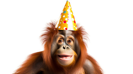 Party-Ready Orangutan Isolated on a transparent background