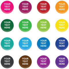 Round vector circle seals in every color with 3D gloss effect for your text on websites, presentations, or emails