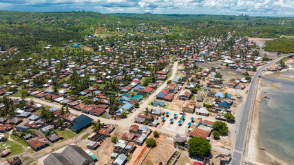 aerial view of Mikindani town in Southern Tanzania