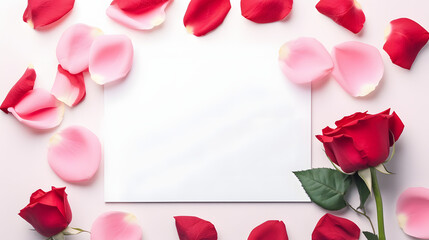Rose petals on blank card