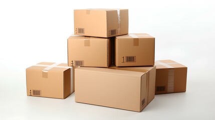 Cardboard boxes used to store things, either to deliver products or to move, on a white background	