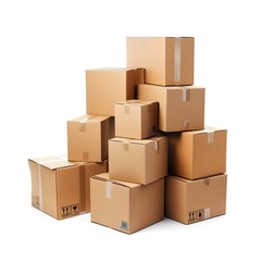 Cardboard boxes used to store things, either to deliver products or to move, on a white background	