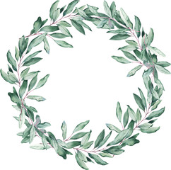 Watercolor Wreath with Elegant Branch