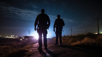 Silhouette of private security guards