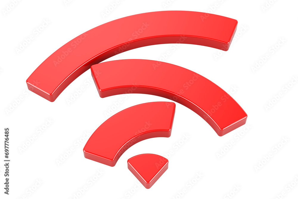 Poster broken wi-fi symbol, 3d rendering isolated on transparent background