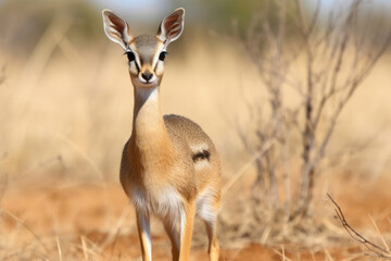 A Dik dik, a small antelope, in its natural savannah habitat