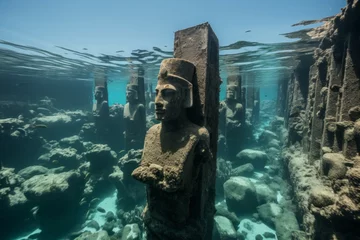 Gordijnen Legendary Atlantis. The sunken continent of an ancient highly developed civilization. Underwater historical discoveries © top images