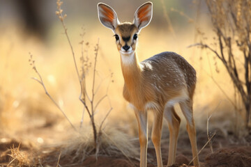 A Dik dik, a small antelope, in its natural savannah habitat