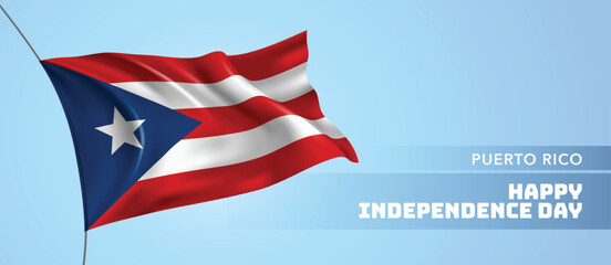 Puerto Rico happy independence day greeting card, banner vector illustration
