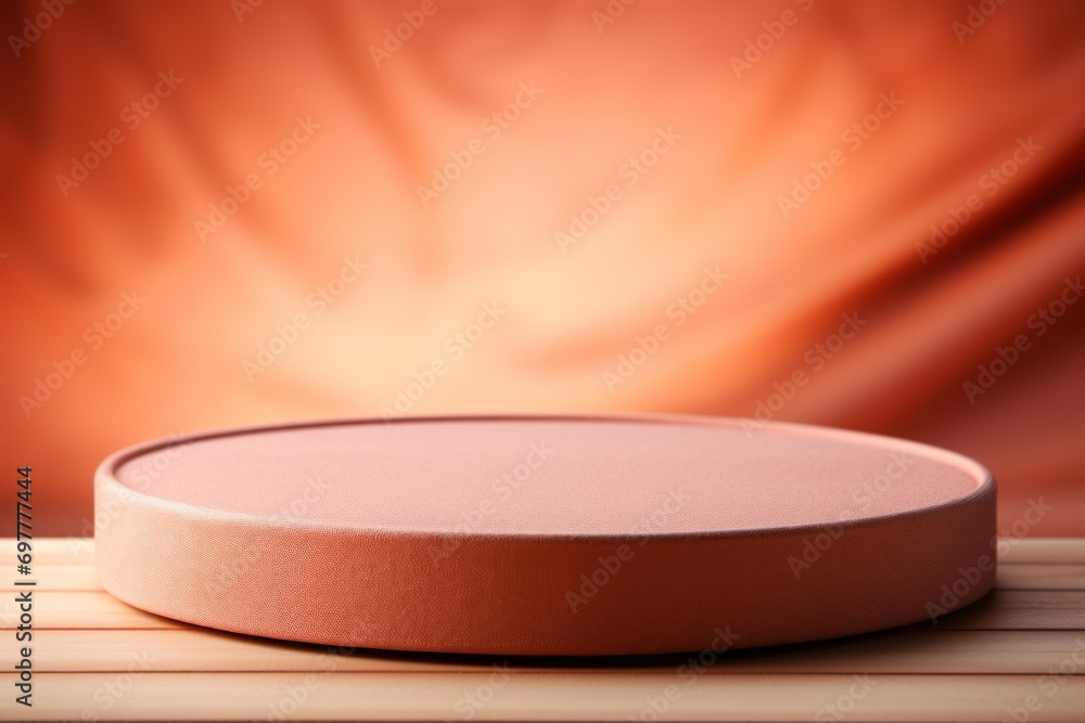 Poster mockup in trendy peach fuzz colors. background with selective focus and copy space