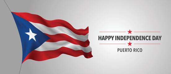 Puerto Rico happy independence day greeting card, banner with template text vector illustration