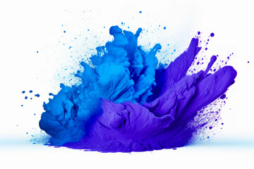 Blue and purple substance are mixed together in liquid mixture.