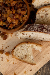 fresh and sweet wheat bun with raisins