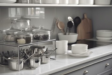 elegant storage for kitchen tools. Generative AI