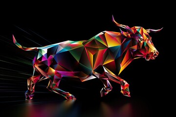 Abstract Colorful Bull Running to signal positve Market Condition and the Start of a Bull Market