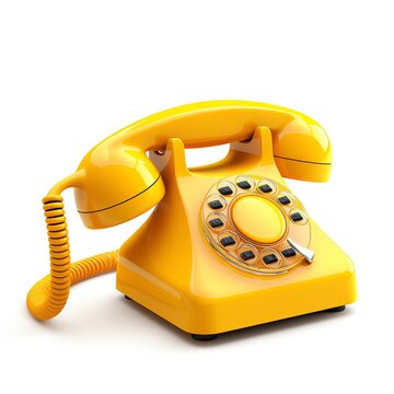 a yellow telephone with a cord