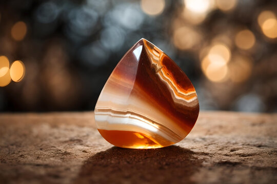 Inspiring Golden Brown Sardonyx Trigonal Crystalline Stone Structure