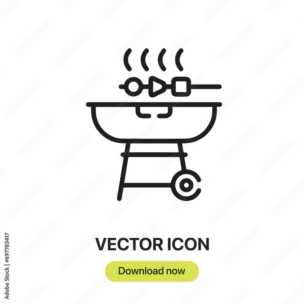 Fototapete bbq icon vector. linear-style sign for mobile concept and web design. bbq symbol illustration. pixel