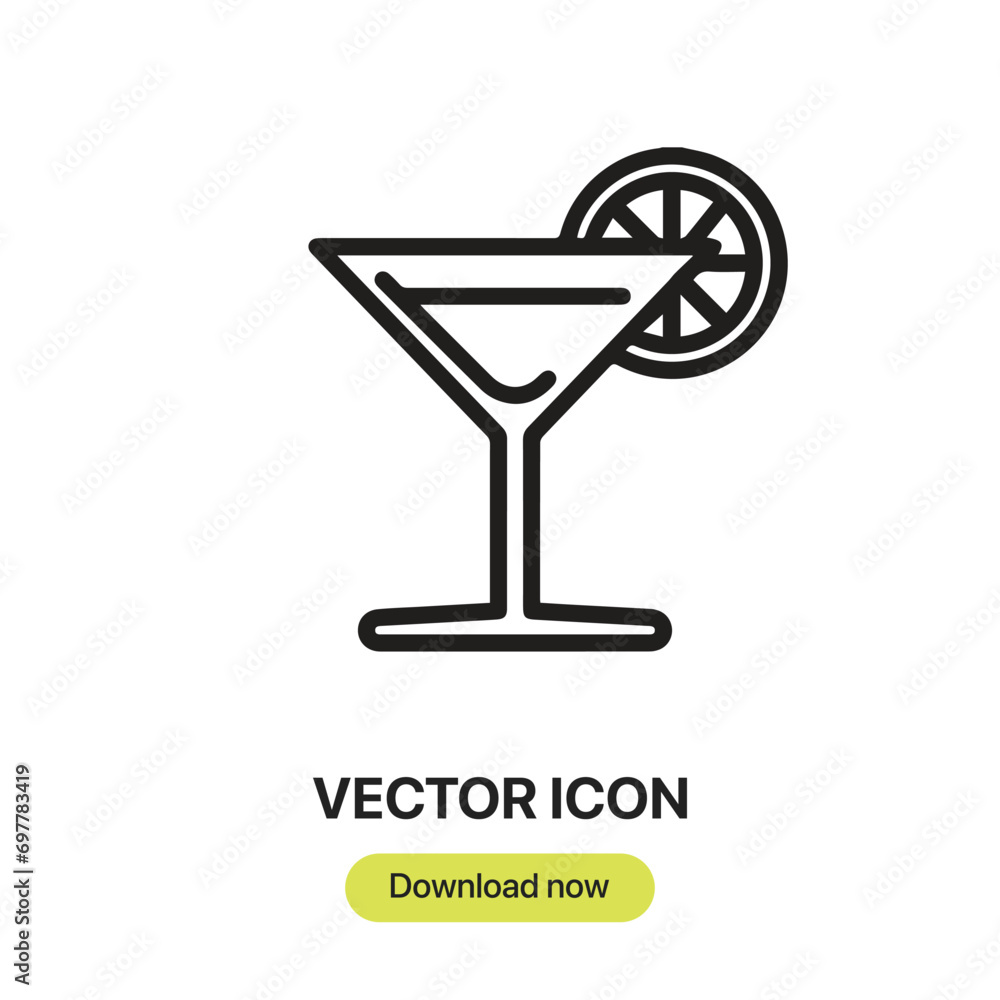 Aufkleber cocktail icon vector. linear-style sign for mobile concept and web design. cocktail symbol illustrat