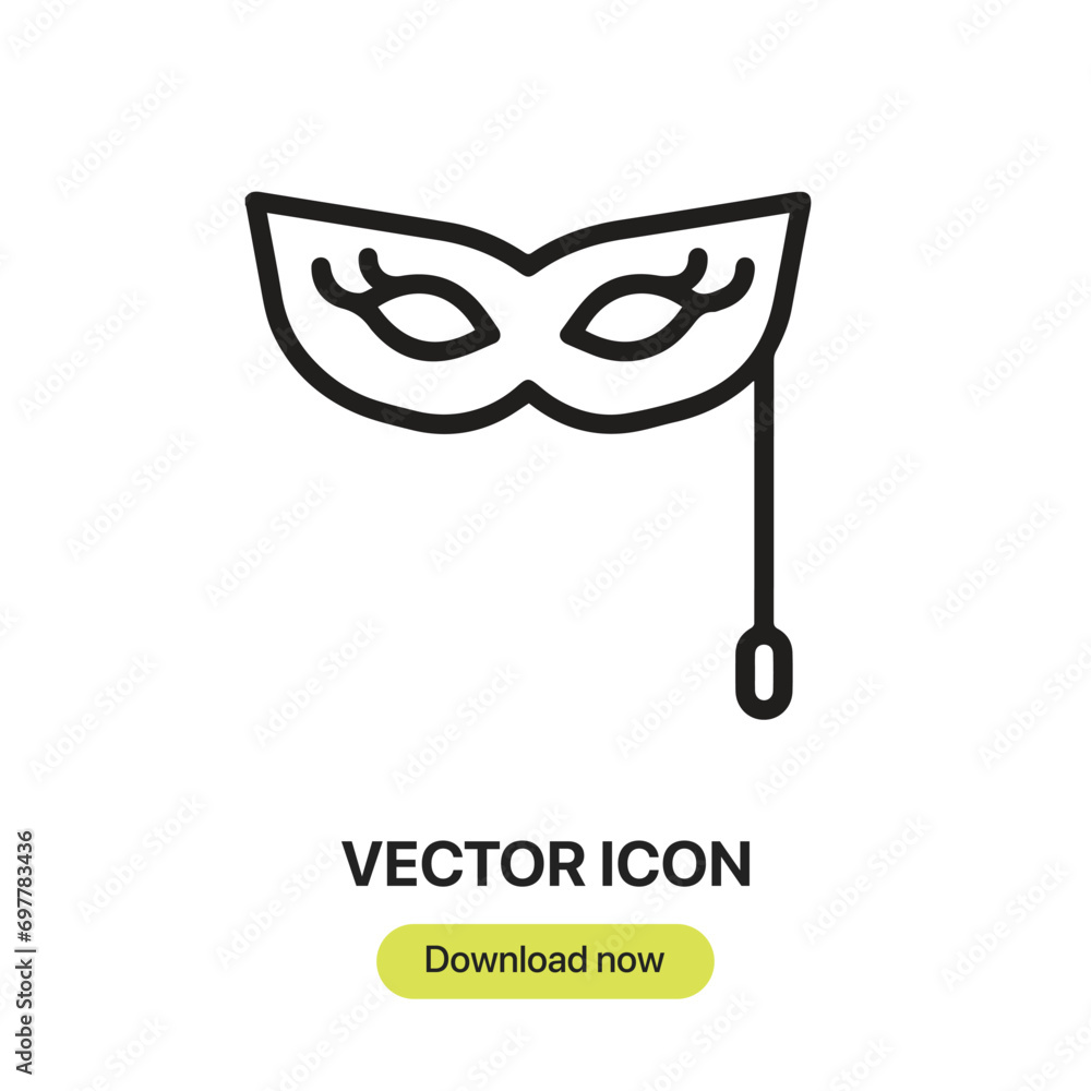 Poster Mask icon vector. Linear-style sign for mobile concept and web design. Mask symbol illustration. Pixel vector graphics - Vector.	