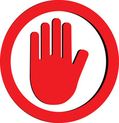 red stop hand sign vector