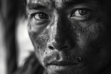 Obraz premium close-up of a prisoner behind bars in jail