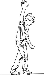 one line sketch continuous drawing boy