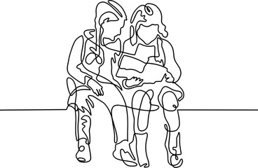 one line sketch continuous drawing girls