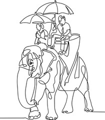 one line sketch continuous drawing elephant