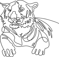 one line sketch continuous drawing tiger