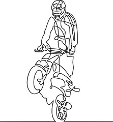 one line sketch continuous drawing men biker