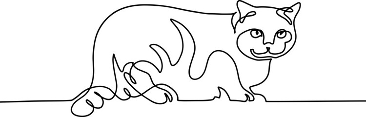 one line sketch continuous drawing cat - 697786040