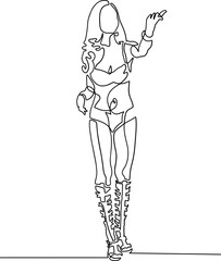 one line sketch continuous drawing girl