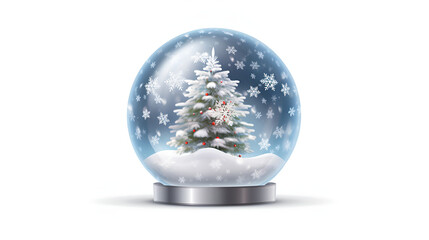 Fototapeta na wymiar Crystal ball, snowball with snowy Christmas tree, snow globe, holiday decoration