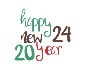 Happy New Year 2024 Abstract Brown And Green Graphic Design Vector Logo Symbol Illustration