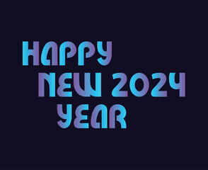 Happy New Year 2024 Abstract Cyan Graphic Design Vector Logo Symbol Illustration With Blue Background