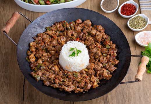 Meat Saute Turkish Et sote with Pie Meat - Sac Tava - Sac Kavurma