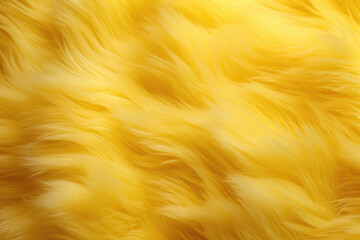 Yellow fluffy fur texture background - obrazy, fototapety, plakaty