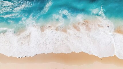 Tropical beach background with sea waves white sand.