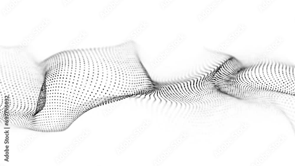 Poster digital dynamic wave of particles. abstract white futuristic background. big data visualization. 3d 