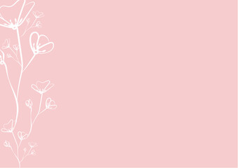 Romantic white flowers on pink background