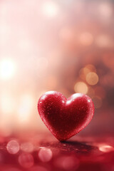 Obraz premium Red heart on soft background, Valentine's day card