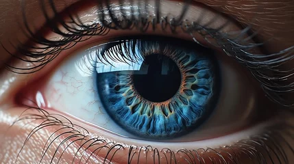 Fotobehang a close up of a blue eye © Doina