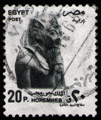 EGYPT - CIRCA 1997: postal stamp 20 Egyptian piastres printed by Egypt, shows Bust of Pharaoh Horemheb, last pharaoh of the 18th Dynasty of Egypt, circa 1997