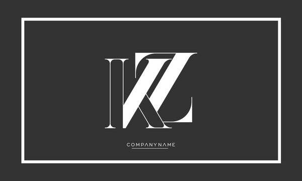 Alphabet Letters KZ or ZK Logo Monogram