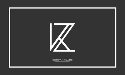 Alphabet Letters KZ or ZK Logo Monogram