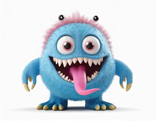 Tongue-Tied Monster. A Cute and Playful Creature Sporting a Long Tongue, Adding a Touch of Whimsy and Charm to Its Adorable Appearance.
