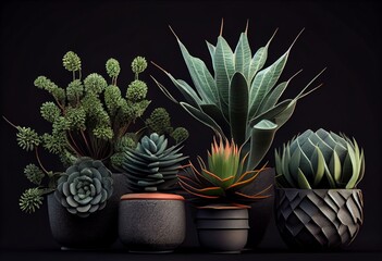 Collection of potted plants isolated. Generative AI