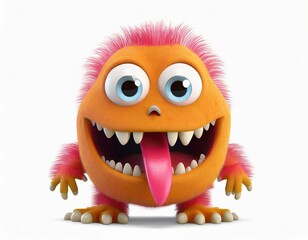 Tongue-Tied Monster. A Cute and Playful Creature Sporting a Long Tongue, Adding a Touch of Whimsy and Charm to Its Adorable Appearance.