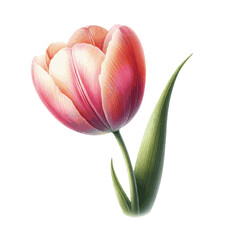 Fototapeta premium beautiful pink tulip flower watercolor paint for card decor